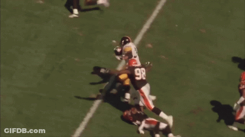 Football Player 27 Being Tackled GIF