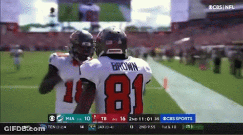 Football Player 81 Hugging Another GIF