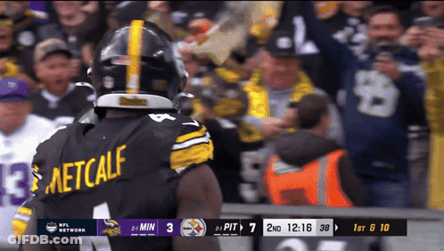 Football Player Aetcalf In Front Of Crowd GIF
