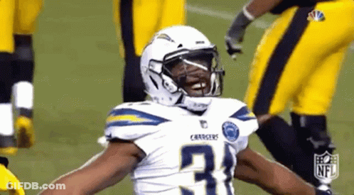Football Player Arms Outstretched White Helmet Number 31 Jersey GIF