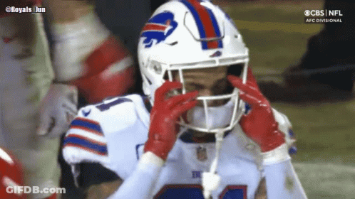 Football Player Buffalo Bills Helmet Covering Eyes GIF