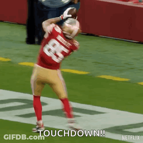 Football Player Catching Ball Saying Touchdown GIF