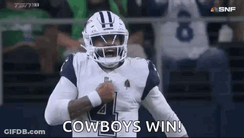 Football Player Celebrating Cowboys Win GIF