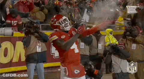 Football Player Celebrating Touchdown With Crowd GIF