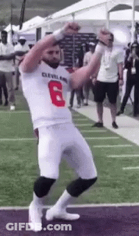 Football Player Dancing In White Jersey Number 6 GIF