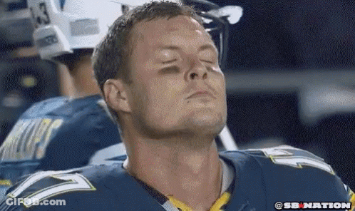 Football Player Eyes Closed Blue Jersey Number 7 GIF