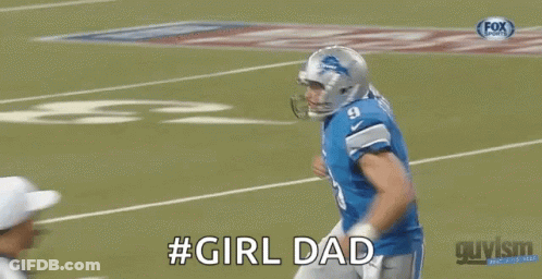 Football Player Giving High Five To Referee Says #Girl Dad GIF