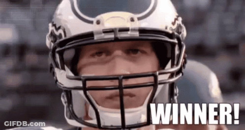 Football Player Helmet Saying Winner GIF