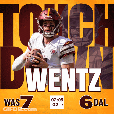 Football Player Holding Ball In Front Of Touch Down Was 7 Sign GIF