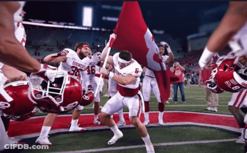 Football Player Holding Flag With Number 6 GIF