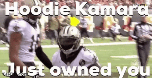 Football Player Holding Hand Saying Hoodie Kamara Just Owned You GIF