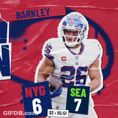 Football Player Holding Sign Nyg 6 Sea 7 GIF