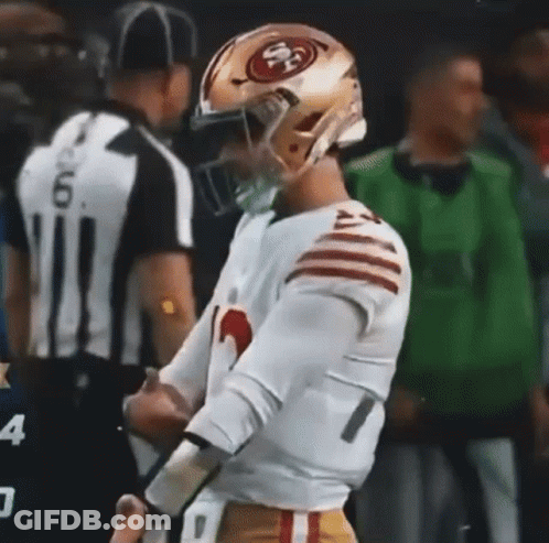 Football Player In 49Ers Helmet Next To Referee GIF