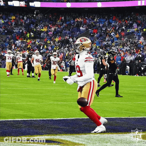 Football Player In 49Ers Uniform Running With Ball GIF