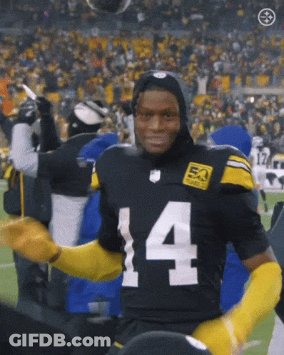 Football Player In Black And Yellow Uniform Number 4 GIF