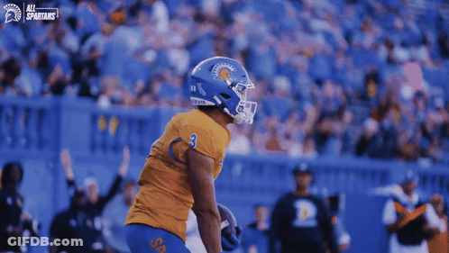 Football Player In Blue Helmet Number 6 GIF