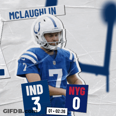Football Player In Blue Holding NYG Sign GIF