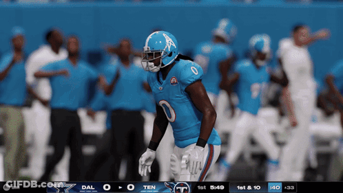 Football Player In Blue Jersey Number 0 GIF
