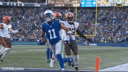 Football Player In Blue Jersey Number 11 GIF