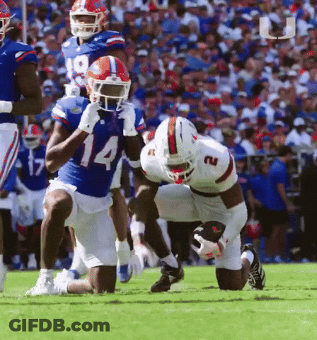 Football Player In Blue Jersey Number 14 GIF