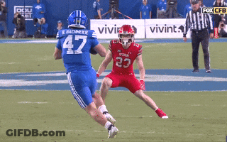 Football Player In Blue Jersey Number 47 GIF