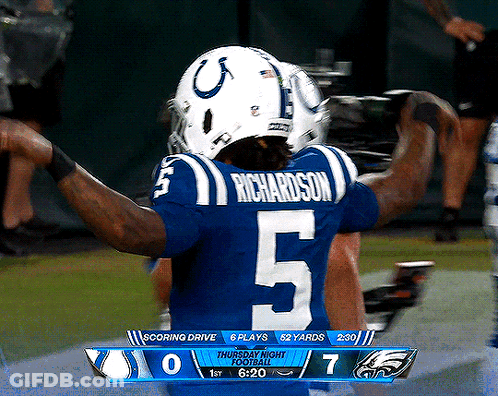 Football Player In Blue Jersey Number 5 GIF