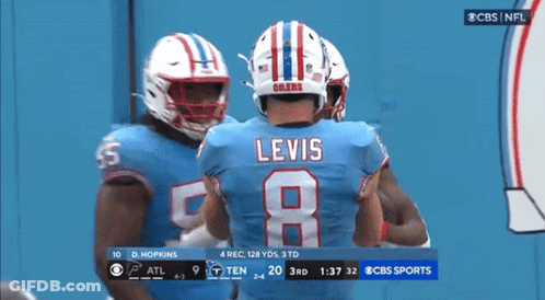 Football Player In Blue Jersey Number 66 GIF