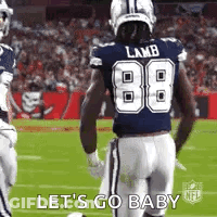 Football Player In Blue Jersey Number 88 GIF
