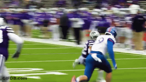 Football Player In Blue Jersey Number 9 GIF