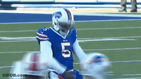 Football Player In Blue Jersey Running GIF