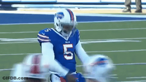 Football Player In Blue Jersey Running GIF