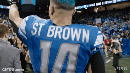 Football Player In Blue Jersey St Brown GIF