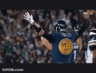 Football Player In Blue Jersey With Bitcoin GIF