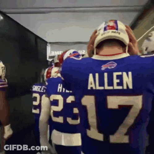 Football Player In Blue Jersey With Name Allen GIF