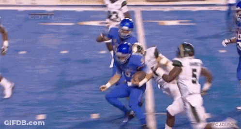 Football Player In Blue Uniform Number 3 GIF