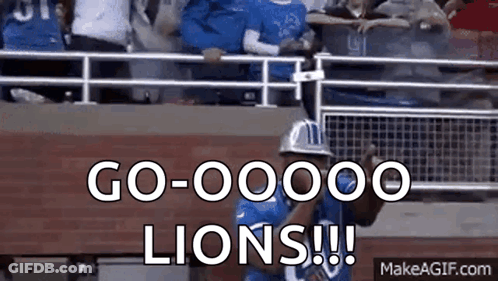Football Player In Blue Uniform Says Go Lions GIF