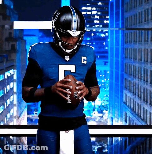 Football Player In Blue Uniform With Letter C GIF