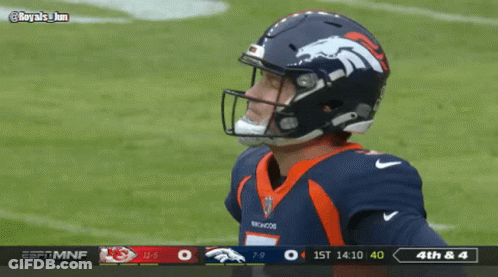 Football Player In Broncos Jersey On Field GIF