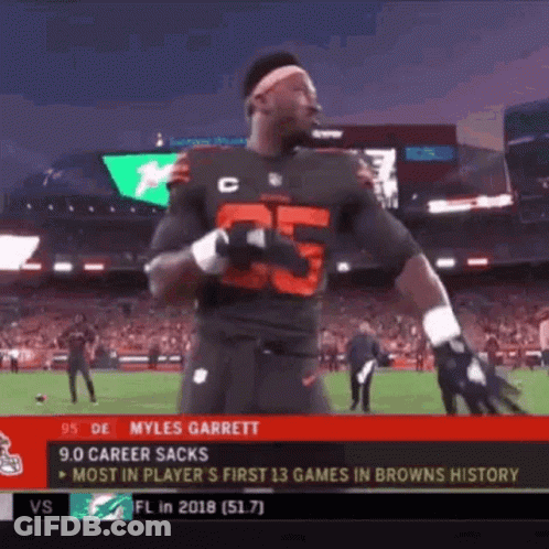 Football Player In Browns Jersey GIF