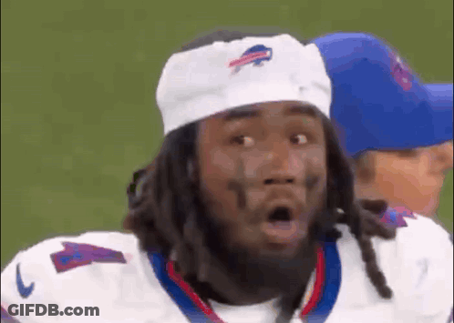 Football Player In Buffalo Bills Headband Surprised GIF