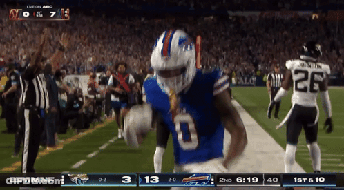 Football Player In Buffalo Bills Uniform Running GIF