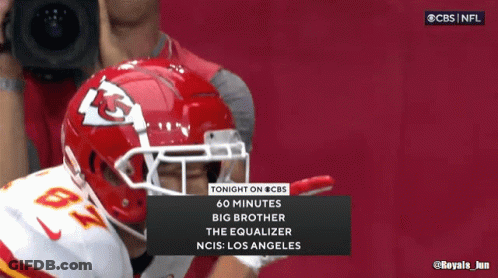 Football Player In Chiefs Helmet Interviewed On CBS GIF