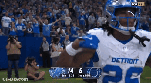 Football Player In Detroit Jersey Celebrates GIF