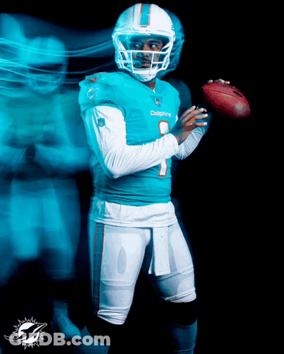 Football Player In Dolphins Uniform Throwing Ball GIF