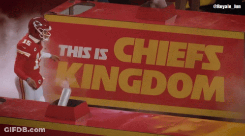 Football Player In Front Of Chiefs Kingdom Sign GIF