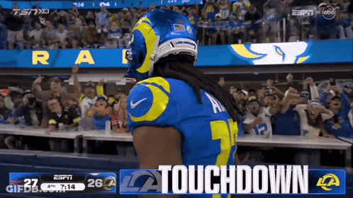 Football Player In Front Of Crowd Saying Touchdown GIF