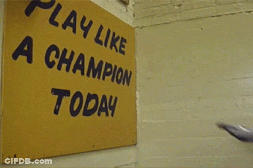 Football Player In Front Of Play We A Champion Today Sign GIF