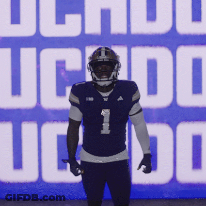Football Player In Front Of UC Logo GIF