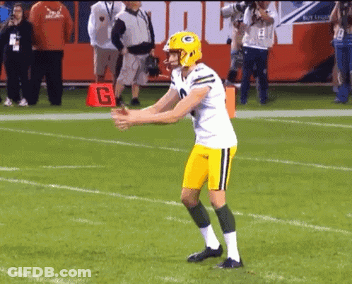 Football Player In Green Bay Packers Helmet GIF