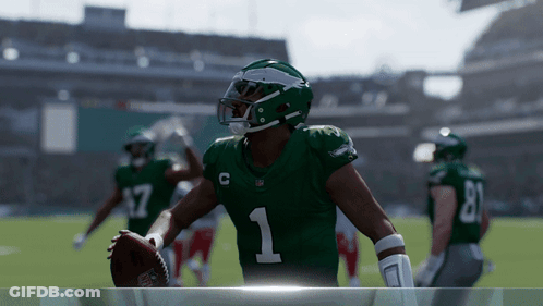 Football Player In Green Uniform Number 1 GIF